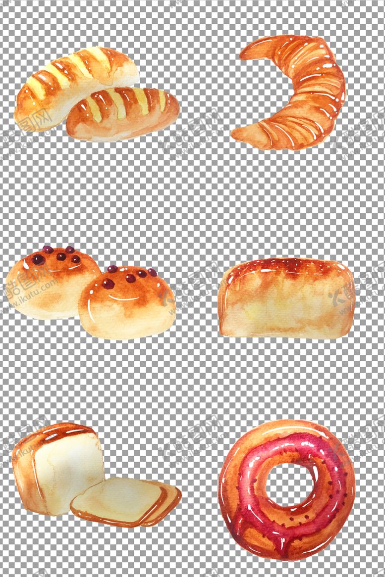 编号：85305509240301442413【酷图网】源文件下载-水彩面包