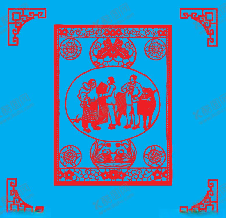 编号：30258005122350054217【酷图网】源文件下载-和谐一家剪纸
