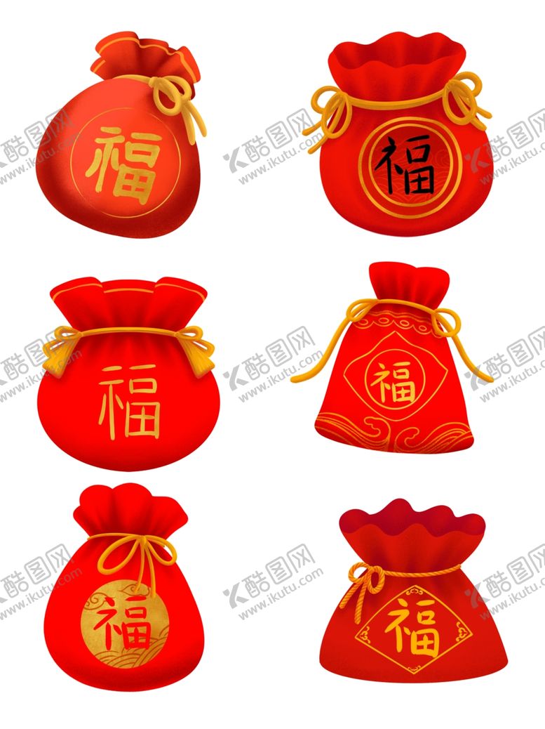 编号：93015003311211453038【酷图网】源文件下载-六个红色福袋