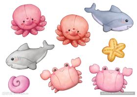 海洋生物水彩插画集合