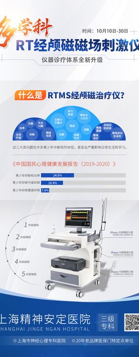 蓝色医疗健康仪器海报