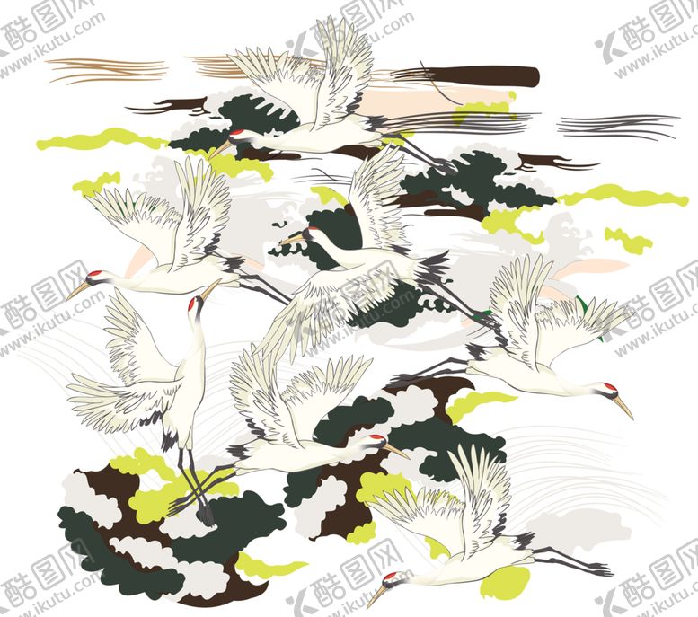 编号：10352910051219312430【酷图网】源文件下载-鹤插画