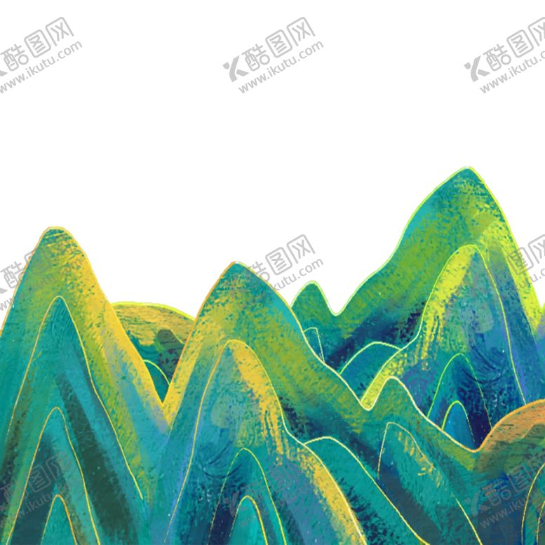 编号：40259103271637514323【酷图网】源文件下载-绿色国潮山川装饰元素