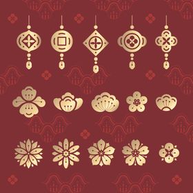 中国传统图案春节装饰花纹