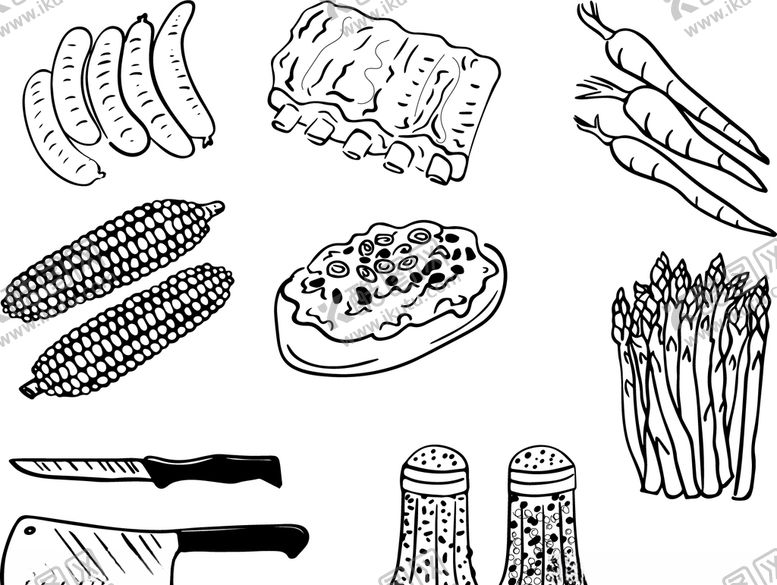编号：57894310040012193823【酷图网】源文件下载-矢量食物线稿插图