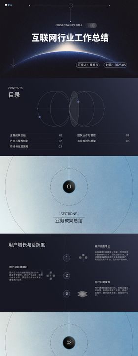 深色大气互联网行业工作总结PPT