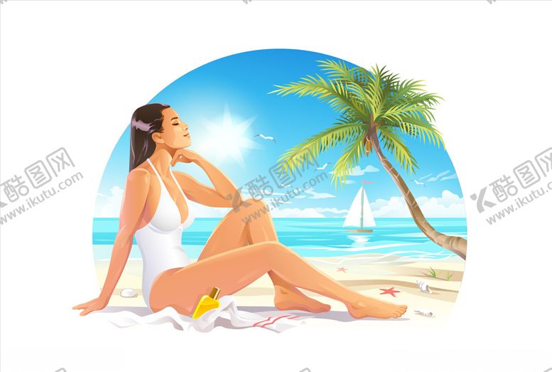 编号：96560409250204166175【酷图网】源文件下载-沙滩女人