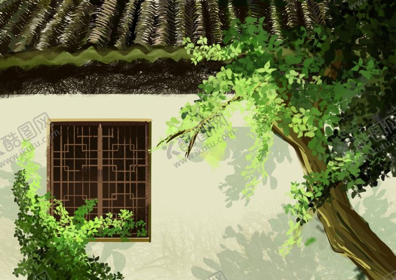 编号：41517510282017336204【酷图网】源文件下载-传统建筑墙檐屋檐插画背景