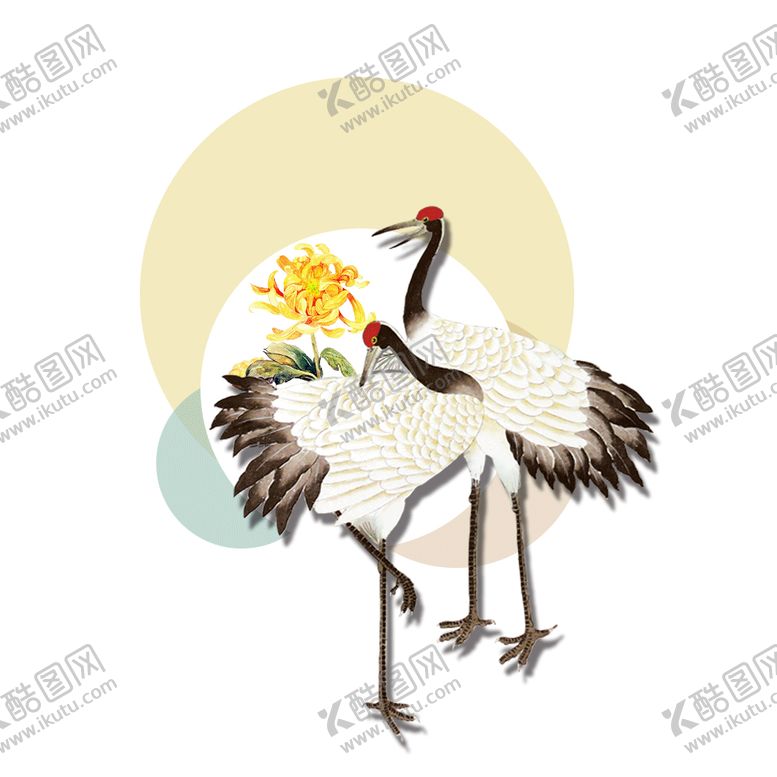 编号：23091606290609291151【酷图网】源文件下载-仙鹤水墨复古背景海报素材