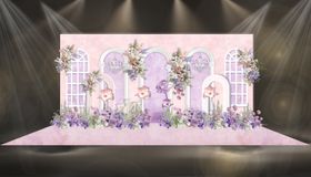 粉紫色法式花园婚礼效果图