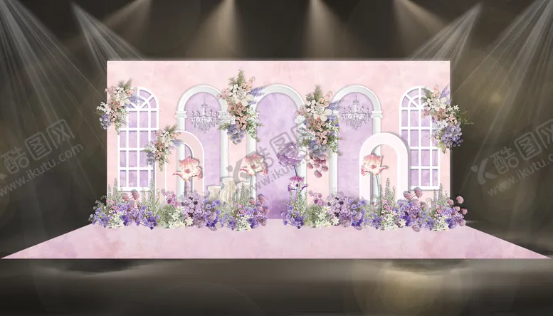 编号：44771901141331326299【酷图网】源文件下载-粉紫色法式花园婚礼效果图