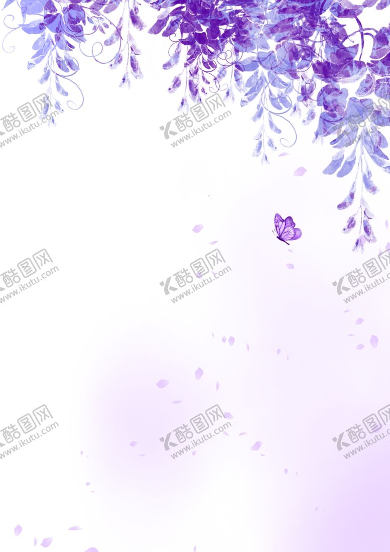 编号：70283203062043343586【酷图网】源文件下载-紫藤萝与蝴蝶