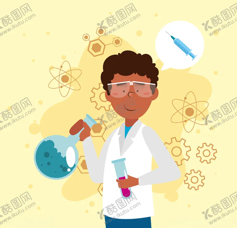 编号：65299906240547529081【酷图网】源文件下载-矢量卡通科学实验人物
