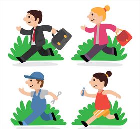 卡通跑步人物矢量素材