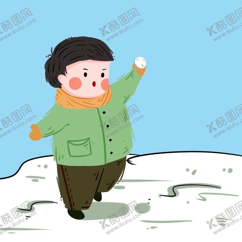 编号：20612409191204582996【酷图网】源文件下载-堆雪人的卡通男孩