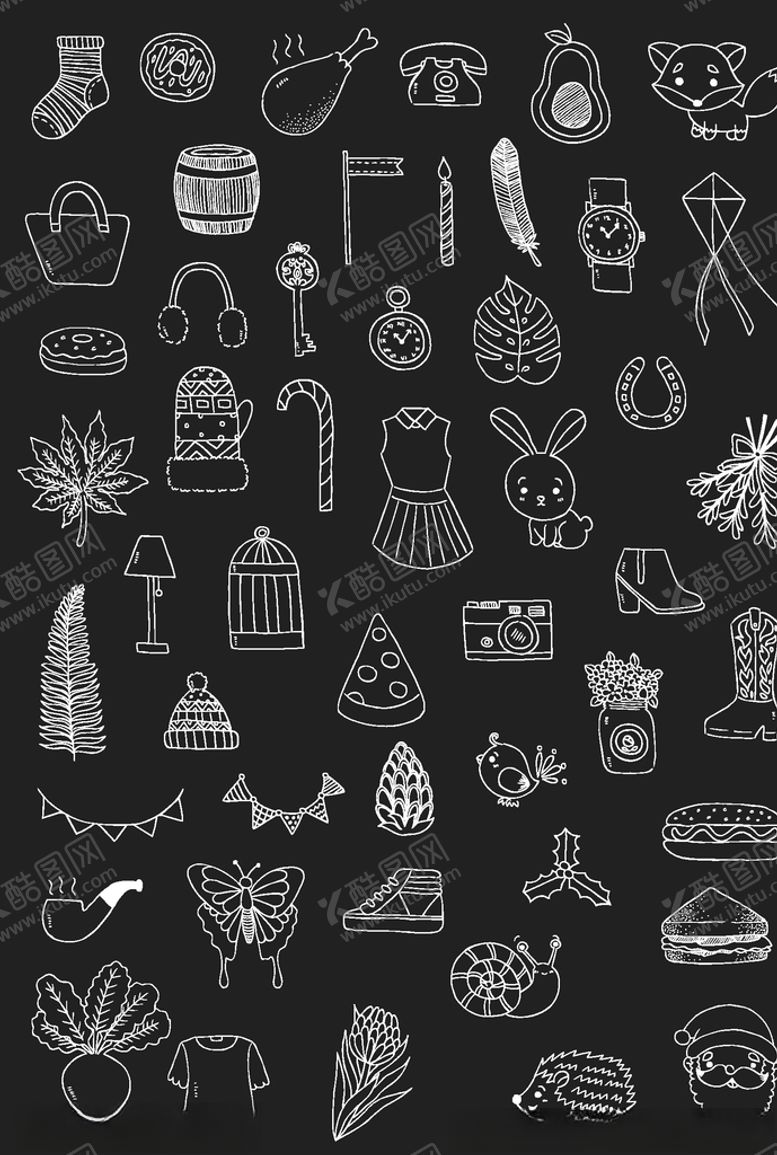 编号：83413709110109575925【酷图网】源文件下载-黑白简笔创意小图案