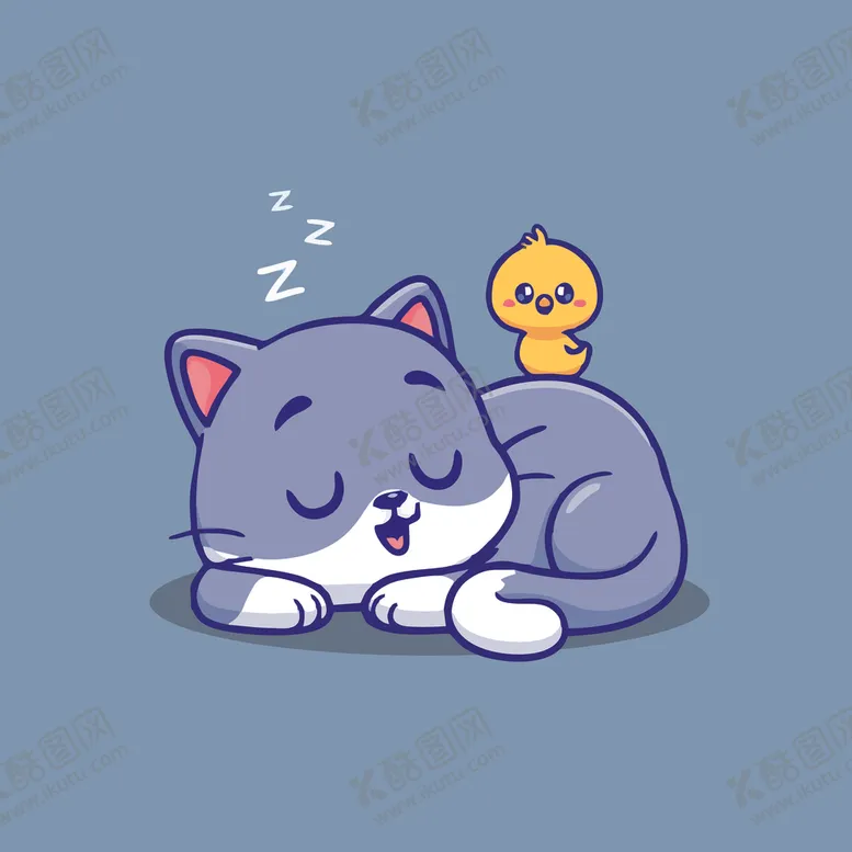 编号：30370302071948158368【酷图网】源文件下载-可爱贪睡小猫矢量卡通插画
