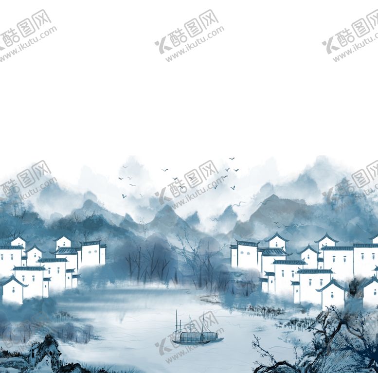 编号：24109307060209245015【酷图网】源文件下载-中国水墨乡村
