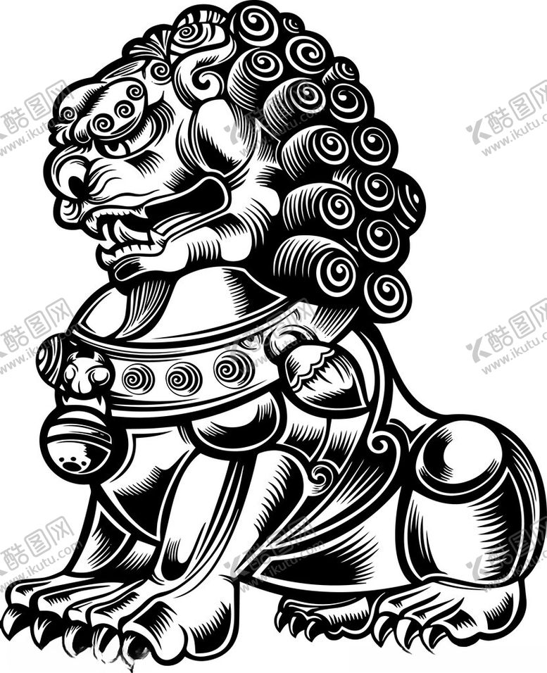 编号：43624711021729293851【酷图网】源文件下载-传统中式石狮子图案