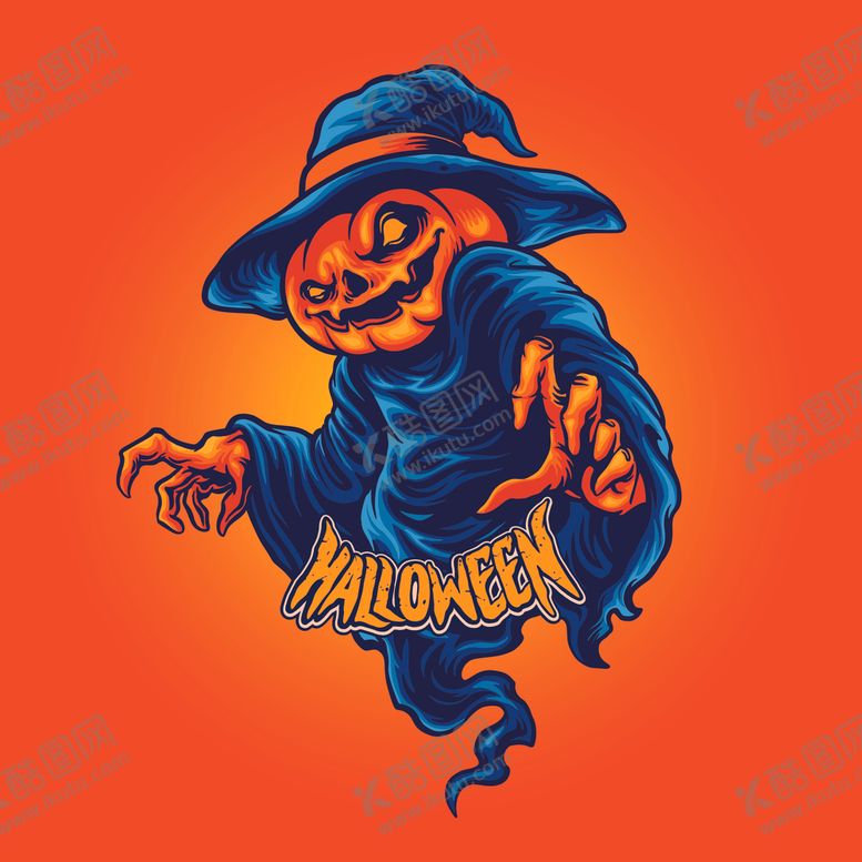 编号：22677409270457586211【酷图网】源文件下载-创意万圣节南瓜插画图案印花