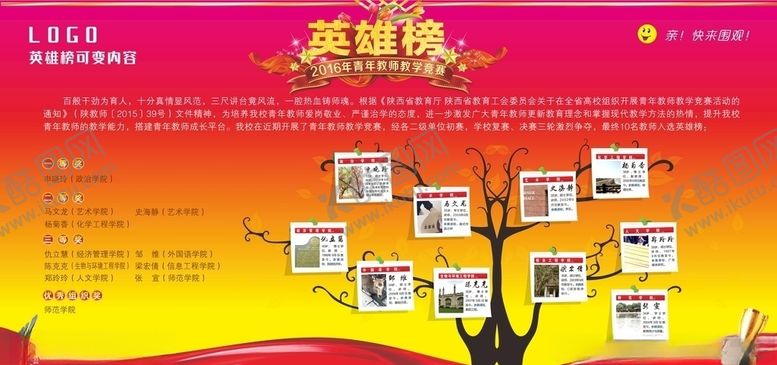 编号：24259409290837153392【酷图网】源文件下载-英雄榜光荣榜照片树