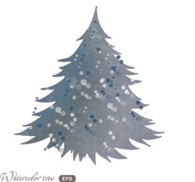 梦幻水彩植物树木插画