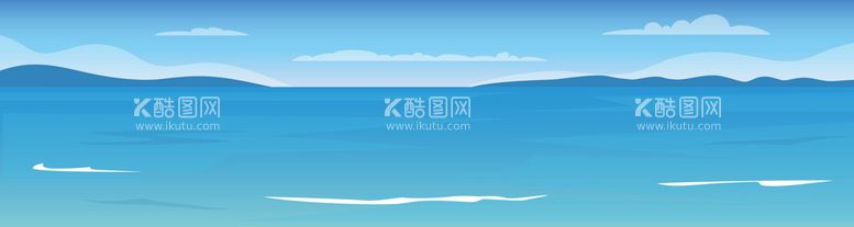 编号：73024509151750282496【酷图网】源文件下载-卡通大海插图白云