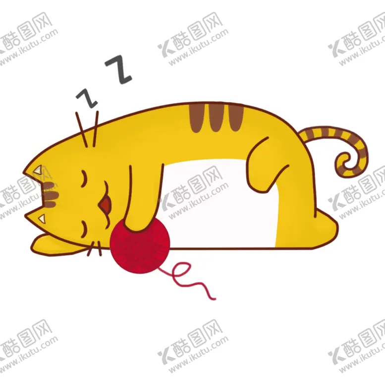 编号：55247507060825379032【酷图网】源文件下载-抱着线球睡觉的小猫