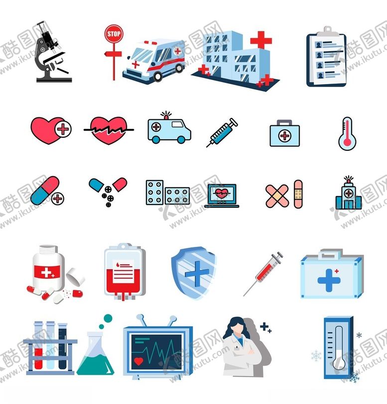 编号：11470904250254353678【酷图网】源文件下载-医疗图标集合