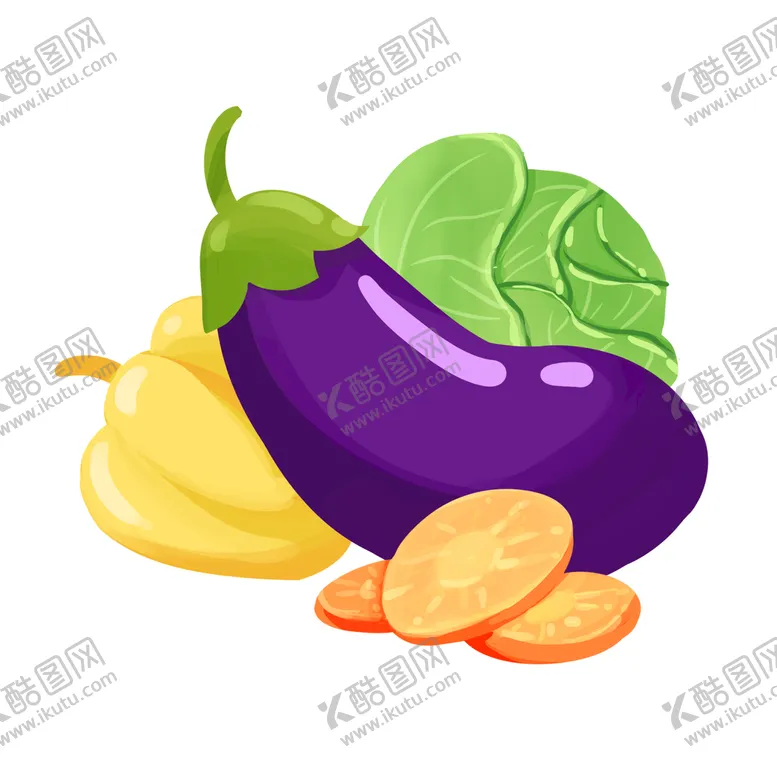 编号：93157609210029386281【酷图网】源文件下载-手绘卡通蔬菜紫茄子