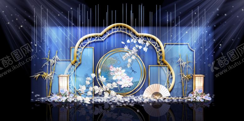 编号：94984809211603347779【酷图网】源文件下载-梦幻蓝色系婚礼舞台布置