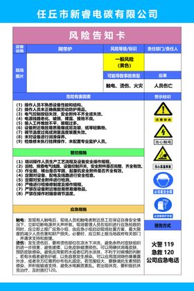 风险告知卡 网带炉