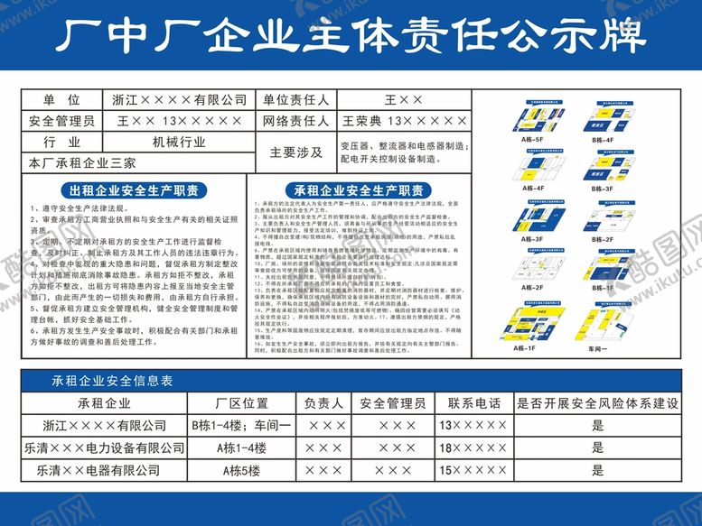 编号：87043109170003411240【酷图网】源文件下载-厂中厂企业主体责任公示牌