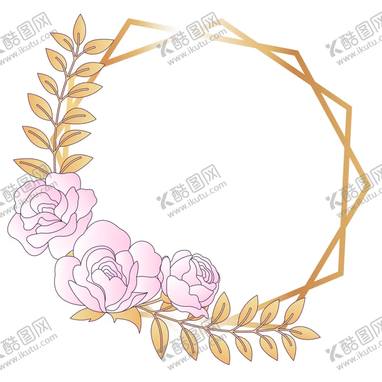 编号：31897301240930342920【酷图网】源文件下载-金色边框植物花环