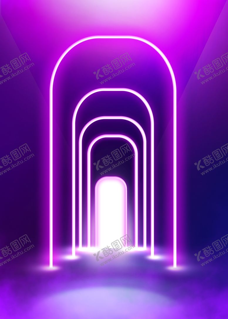 编号：26838206260103311438【酷图网】源文件下载-圆形紫色霓虹立体背景