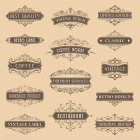 复古风格装饰性标签集合