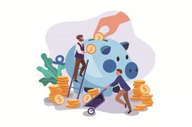 卡通人物小办公互联网广告设计