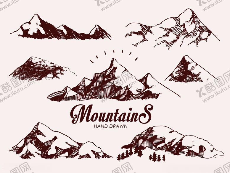 编号：85567011021033045357【酷图网】源文件下载-手绘风格群山图案