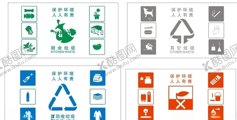 编号：19935506241125507661【酷图网】源文件下载-垃圾分类矢量图标