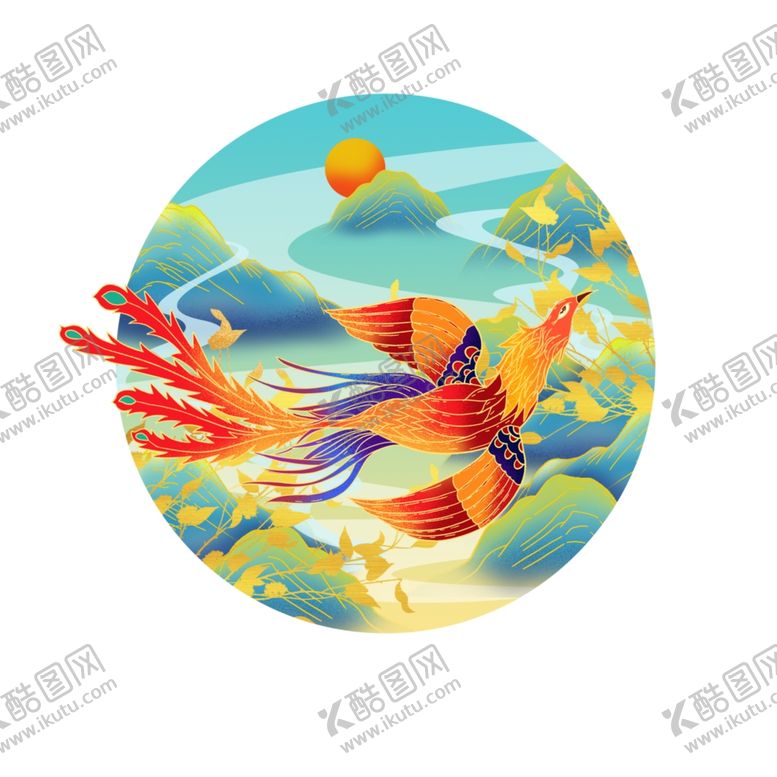 编号：27655105100446374203【酷图网】源文件下载-国潮凤凰插画