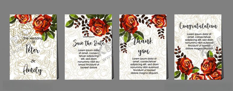 编号：75531211021952414936【酷图网】源文件下载-花卉边框婚礼请柬模板