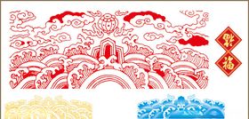 矢量浪花波浪海浪古典花纹