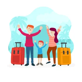 家庭旅行人爸爸妈妈度假