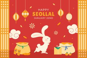 新年模板兔素材桔子除夕