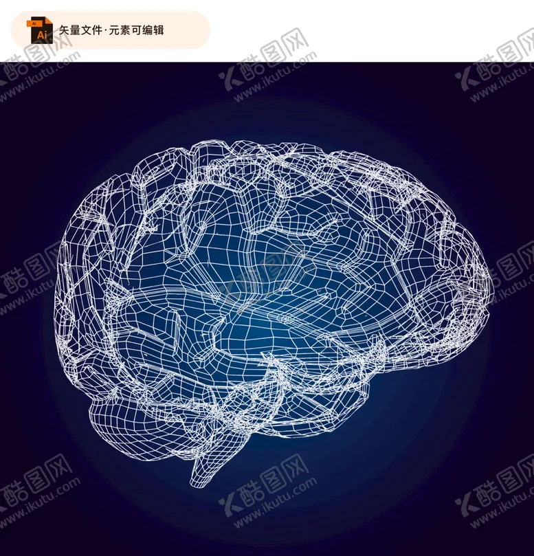 编号：62507409241935453028【酷图网】源文件下载-大脑线框模型矢量素材