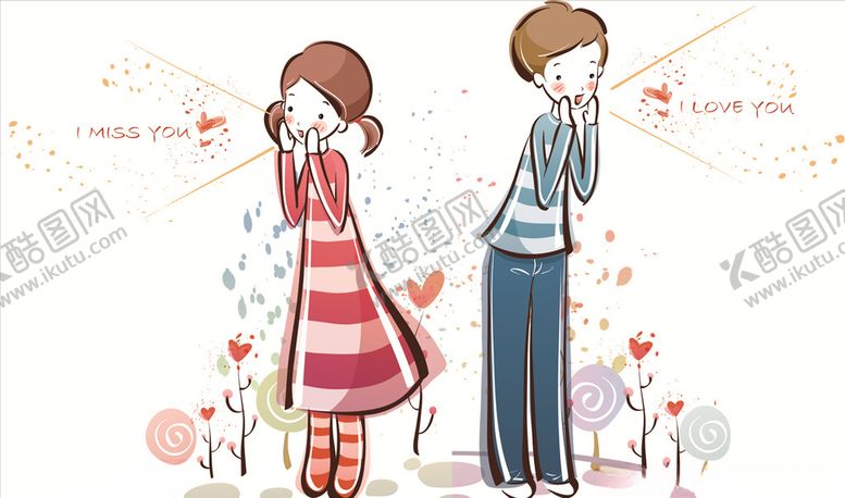 编号：58883010121235404665【酷图网】源文件下载-卡通情侣矢量素材