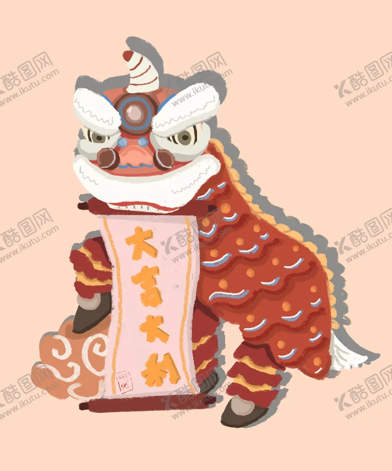 编号：92540109302200273487【酷图网】源文件下载-新年狮子插画