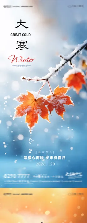 房地产二十四节气节日大寒节气海报