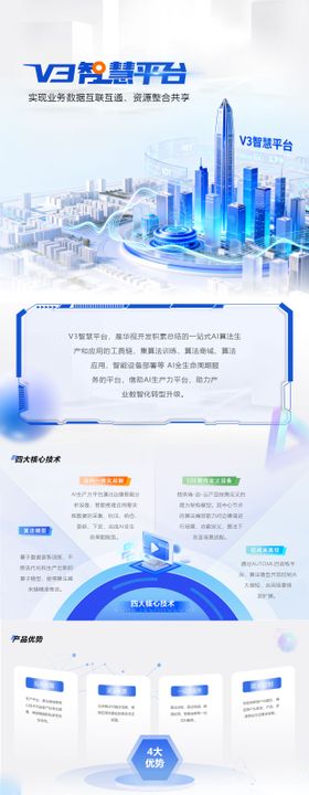 AI科技蓝色人工智能智慧平台长图