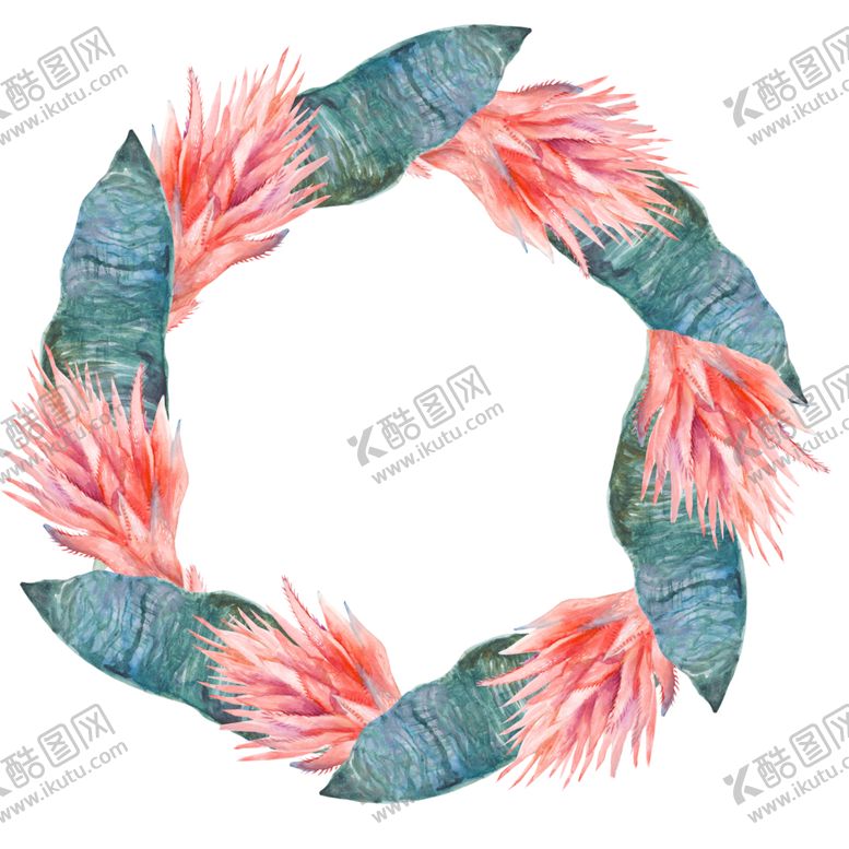 编号：22210607040618208038【酷图网】源文件下载-夏日水彩绘画花朵花圈